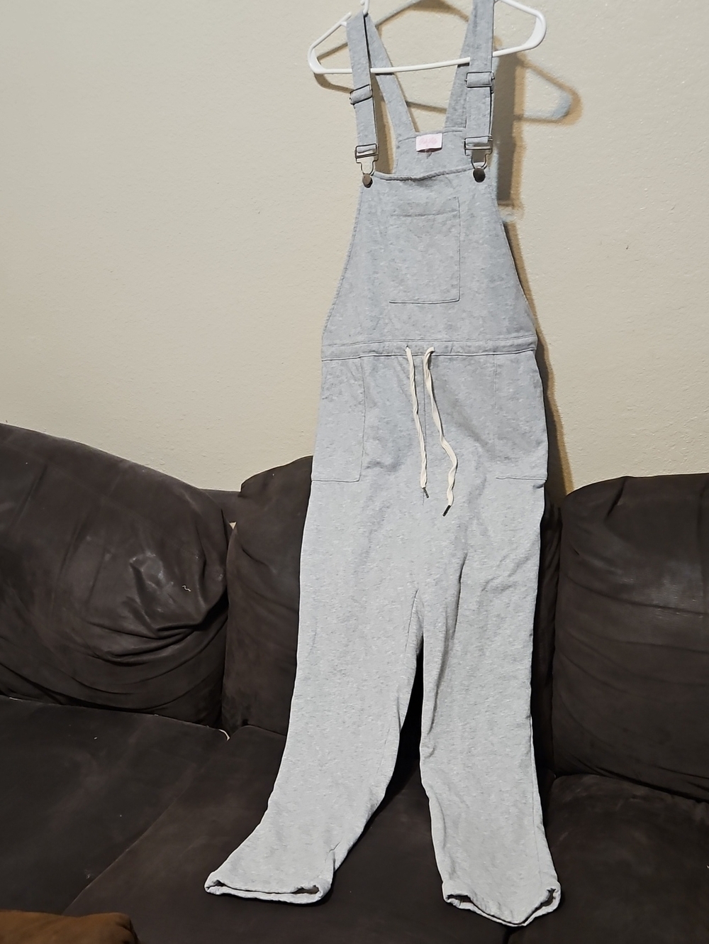 Pink Lily Light Gray Overall-Style Jumpsuit with Drawstring Waist